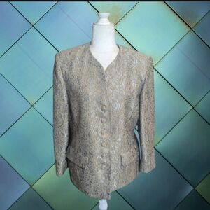 Vtg. Herbert Grossman By Cynthia Sobel Tapestry Brocade Gold/Blue Blazer Sz 14
